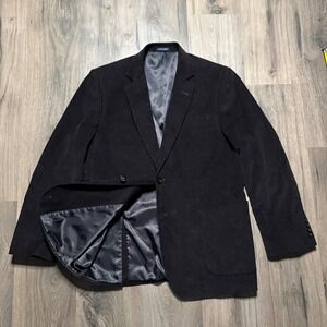 Stafford Mens Corduroy Blazer Jacket Elbow Pads Classic Fit Black Size L 42R